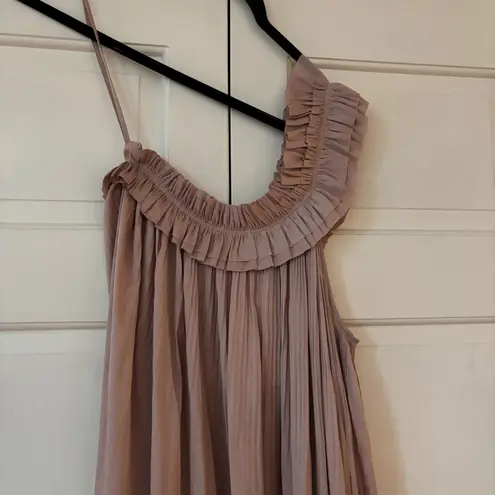 Ulla Johnson Jade Dress Blush Rose Pink Size 4 One Shoulder Pleated Gown Flowy