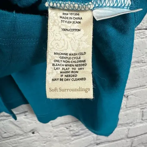 Soft Surroundings Women’s Sleeveless Mismatched Eclectic Button Teal Shirt M