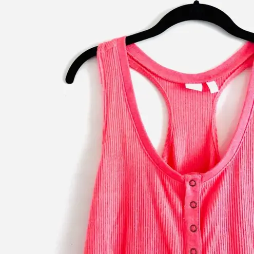 Make + Model Tank Top S Flannel Sleep Coral Ribbed Racerback
