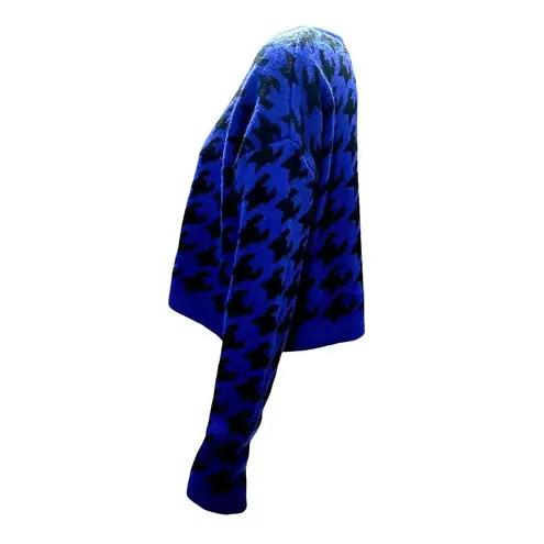 36.5 36 Point 5 Small Blue Black Houndstooth Crop Sweater Bold Knit Streetwear
