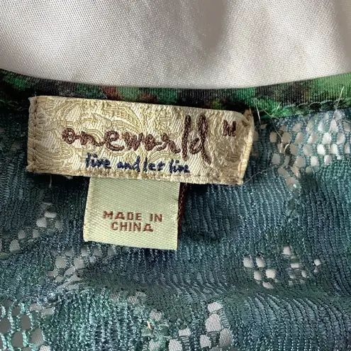 Blue and Green Ruffled Embellished BOHO Flowy Top Size M