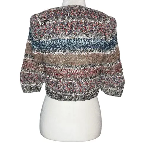 Byron Lars Tattered Loose Knit Cropped Cardigan S Sweater Shrug Anthropologie