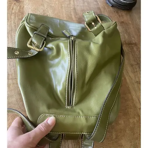 Backpack Mini Women’s Green Simulated Leather Gold Fittings Great Condition