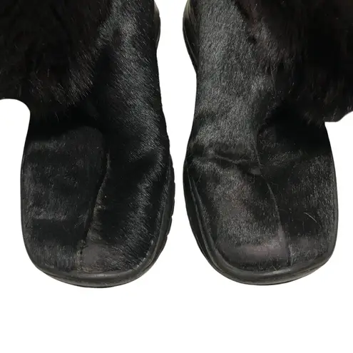 Winna Womens Fur Boots Slip On Sherpa Lined Black 36 US 6