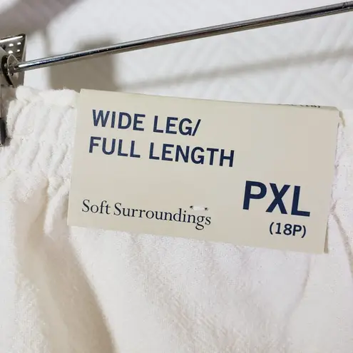 Soft Surroundings New Women's 18 Ivory Cream Wide Leg, Cotton Pants