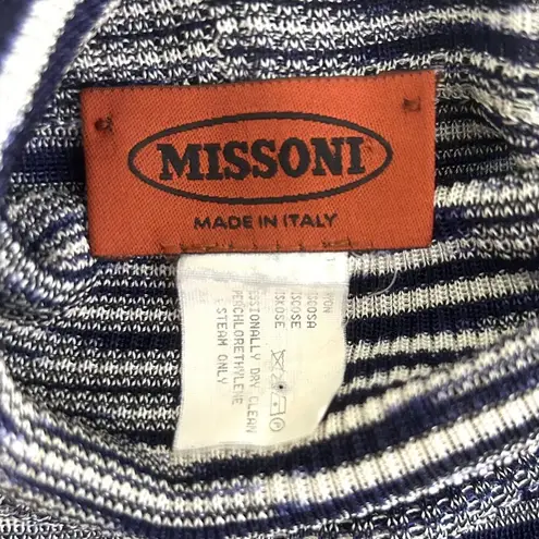 Missoni Short Sleeve Turtleneck Top in Blue / White Size S (IT 40)