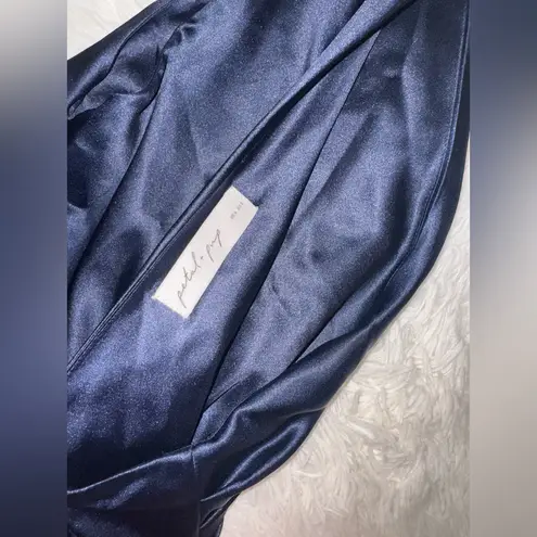 Petal and Pup NEW Nadia One-Shoulder Satin Maxi Navy Dress sz 4
