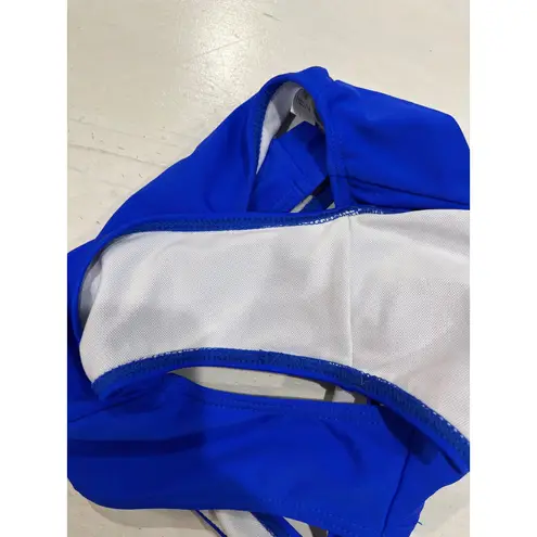 Blue Wrap Halter Bikini Swimsuit Set Womens Medium