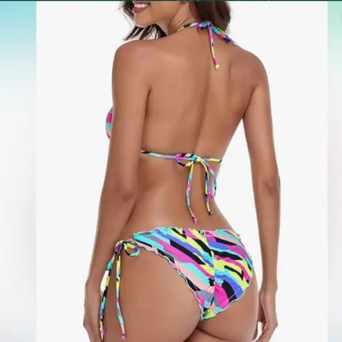 Relleciga Neon Colorblock Strappy Bikini in sz Small NWT