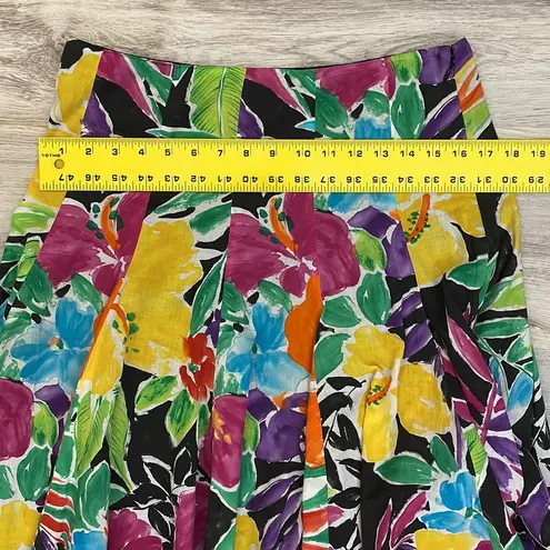 Ralph Lauren Lauren  Multi-Color Floral & Leaf Print Pleated Knee Length Skirt 4P