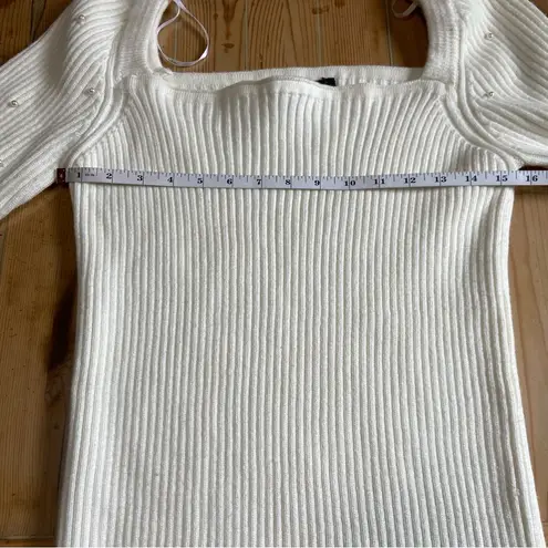 NWOT Lulus Gleaming Babe White Ribbed Knit Pearl Midi Sweater Dress Size XXL