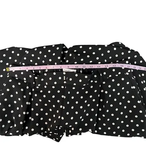 Tronjori Polka Dot Womens Pants XXL High Rise Pleated Front Wide Leg Career Chic Black