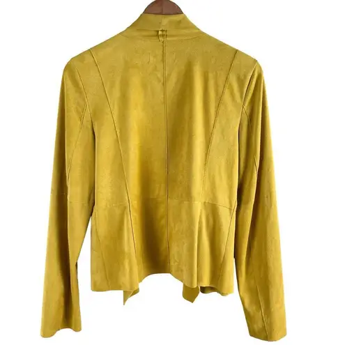Bagatelle Faux Suede Drape Moto Jacket Blazer Open Front Yellow, Size Small