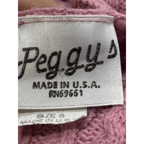 Peggy's Vintage Cable Knit Sweater Pink Short Sleeve Made in USA Womens Small