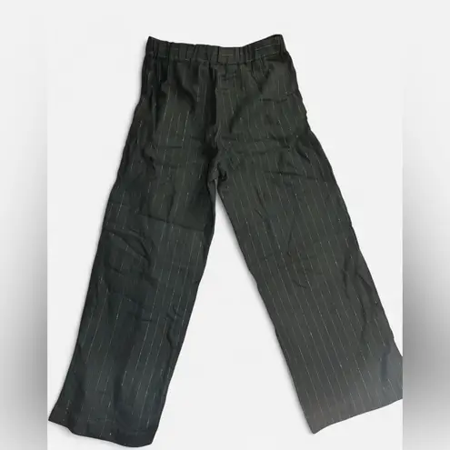 Forest green cotton pants with sparkly gold and blue pinstripe accents NWT
