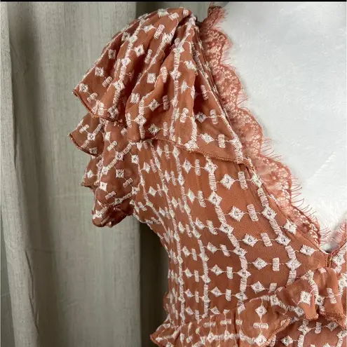 Walter Baker Walter Baker Ruffle Mini Dress Women's Size 4 Short Sleeve Floral Boho,Casual