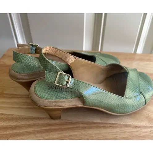 Softspots Shoes Patent Leather Wide Snake Open Toe Shoes Slingback. Size 9.5N