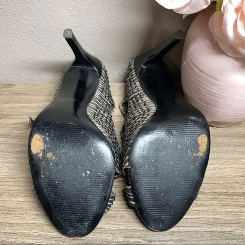 CARLOS SANTANA Black Studded Animal Print Heel Size 6