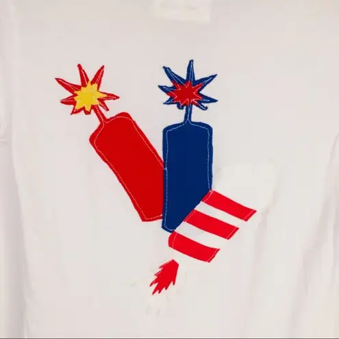 Fourth Of July T shirt Appliqué Red White Blue Small