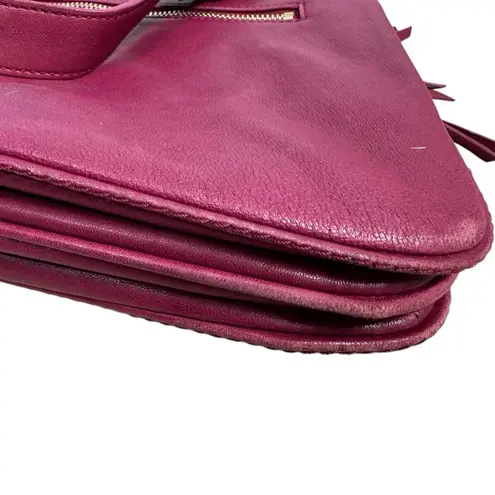 Sorial New York Red Leather Tote With Gold Zipper Accents Pocketbook Travel