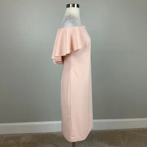 Ralph Lauren Women's Cocktail Dress Size 10 Pink Crepe Off the Shoulder Sheath