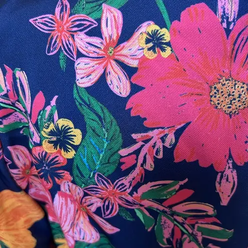 Finders Keepers Anthropologie Navy Floral Mini Ruched Dress Size 6