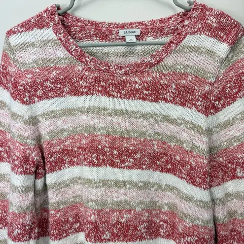 LL Bean Red Striped Cotton Ragg Sweater Crewneck Pullover MEDIUM PETITE Size undefined