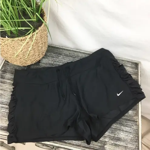 Nike  SET Black Side Ruched Dri-Fit Sport Shorts & Racerback Top M L