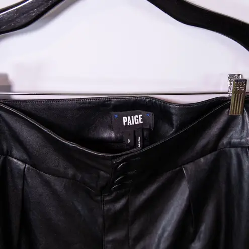 Paige Jazz Faux Vegan Leather Tapered Leg Mid Rise Ankle Crop Pants Black 8