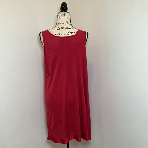 Vanity Fair Red Satin Lace V-Neck Sleeveless Nightgown L Gown