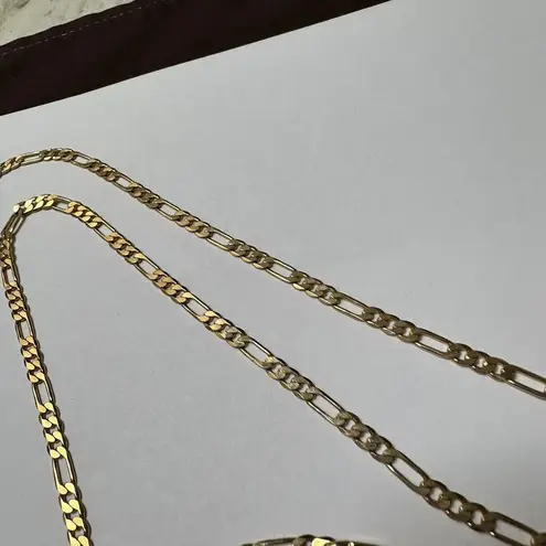 Gold Tone Fargo Chain 7 1/4 In Bracelet & 31 1/2 Inch Necklace Set