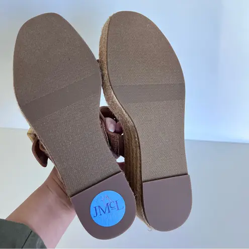 J. McLaughlin  Fleur Cuoio Bamboo Buckle Espadrille Platform Slip on Wedge Sandal