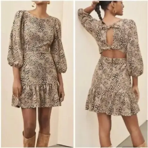 Anthropologie  Maeve Brown Motif Knit Cut-Out Mini Dress Size 2 NWT