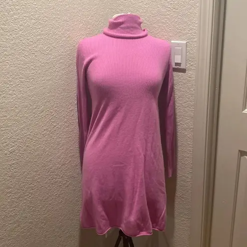 Isaac Mizrahi Women’s Lilac Purple Turtleneck Sweater/Dress Ribbed Cashmere Sz S