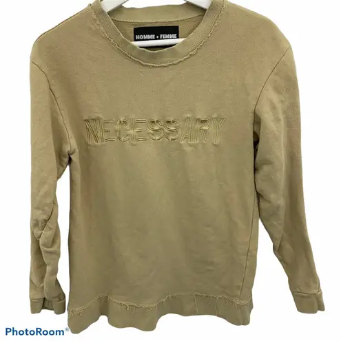 HOMME + FEMME HFLA Size S Sweatshirt Hockey Style Women’s Asia Streetwear Beige Tan
