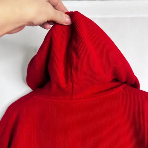 Polaris Racing Red Hooded 100% Cotton Full Zip Thermal Sweatshirt Size Medium