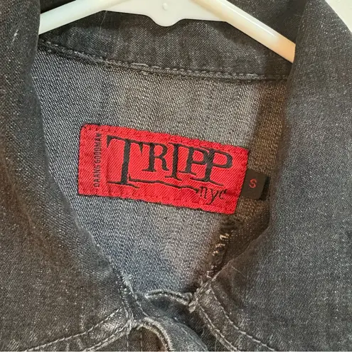 Tripp NYC Denim Bondage Black Jacket Goth Punk Daang Goodman Womens Small