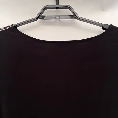 Peter Nygard Y2K Leopar Womens Top Sz XL Black Safari Career Stretchy Glam Tunic