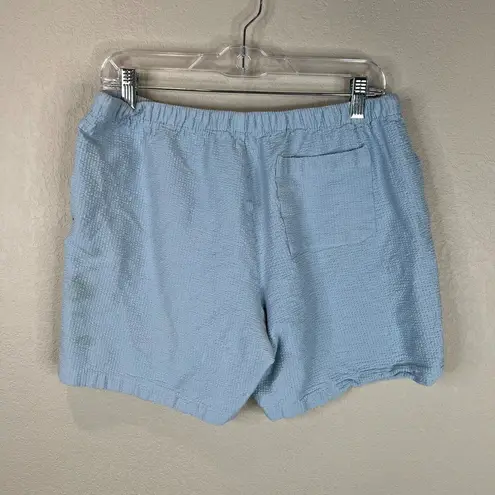 ONIA  Women's Waffle Knit Shorts Elastic Waist Drawstring Blue Size L