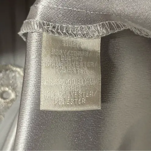 Badgley Mischka Mini Dress 16 Grey Chiffon Embellished Prom Bridesmaids Wedding