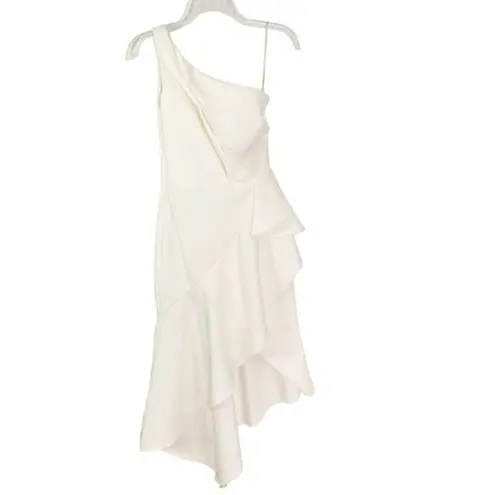 NWT Anne Barge J’Adore Ruffle Drape Dress Ivory White XS