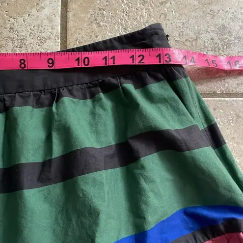 STAUD Sea Tiered Striped Stretch cotton Midi Skirt Multi Formentera Stripe