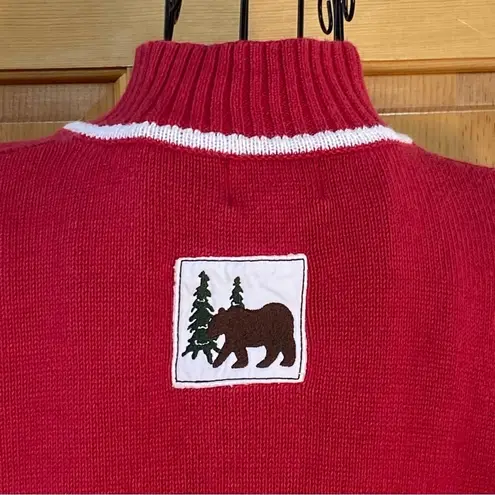 Breckenridge Vintage Grandma 1/4 Zip Turtleneck Fir Tree Sweater Red Size XL