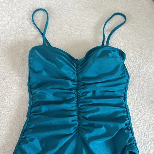 L'Agence L’AGENCE Aubrey Ruched One-Piece Swimsuit, Size Small, VIRDIAN, $225