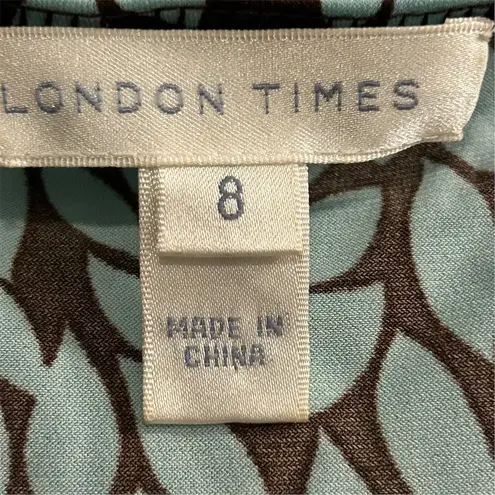 London Times Women's Size 8 Leaf Print V-Neck Knee Length Dress