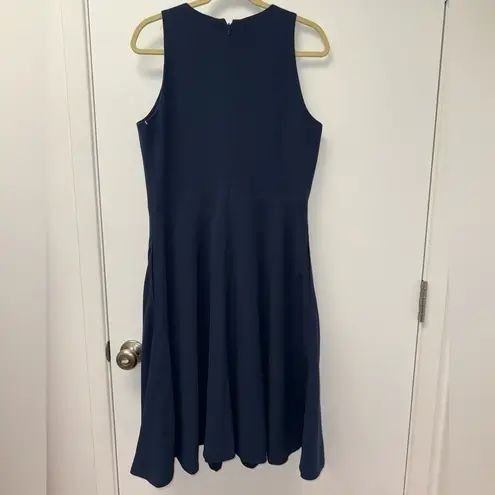 Dress the Population NWOT navy blue Catalina crepe v-neck fit-and-flare dress S