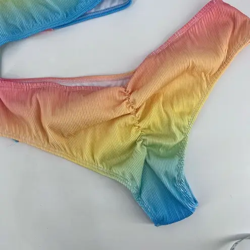 NWT Mapale Dreamy Pastel Ribbed Bikini Swimwear Miami Sunset Ombre Size 1X/2X Yellow - Image 5