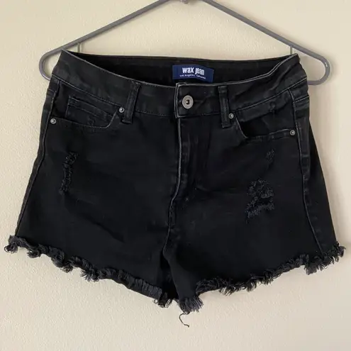 Wax Jean Black Wash High Rise Denim Jean Shorts Bottoms Summer Event Party Biker