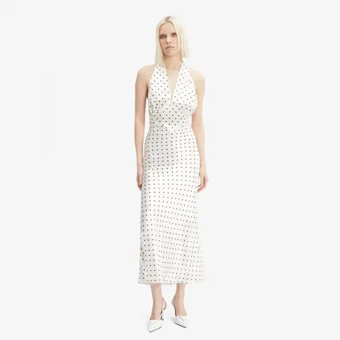 Bardot Citron Polka Dot Midi Dress In Ivory Spot XS