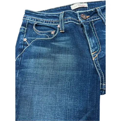 Vintage Denim of Virtue Y2K Low Rise Straight Leg Contrast Stitch Jeans Size 27 Blue